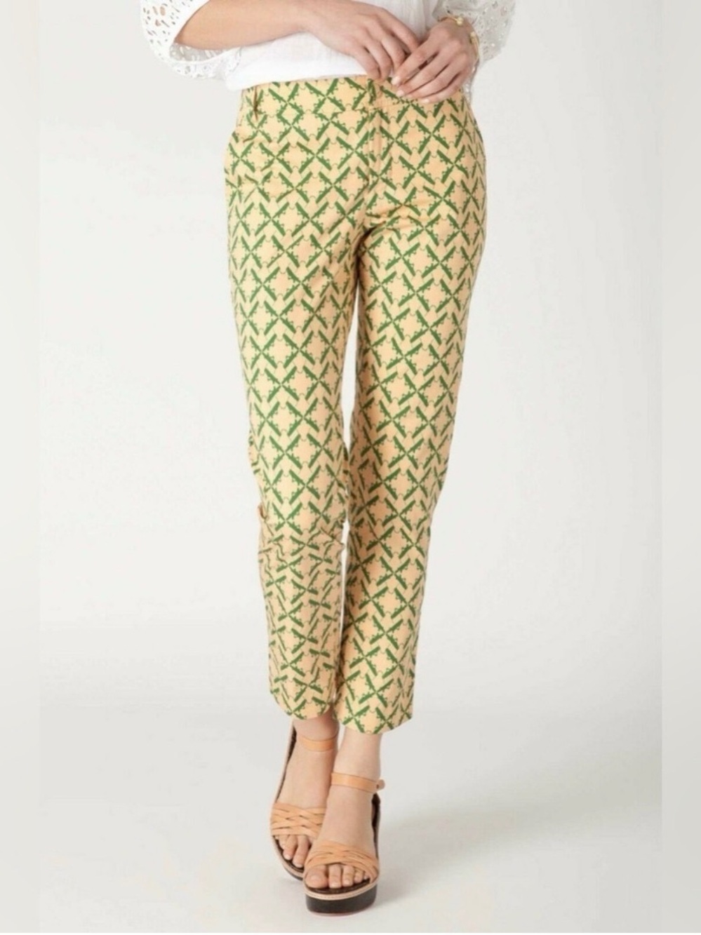 Charlotte Taylor X Anthropologie Women's Grasshopper Katydid Poplin Crops Cotton